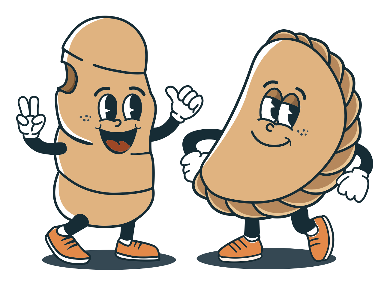 Mascotas de Fry Brothers: un tequeño y una empanada